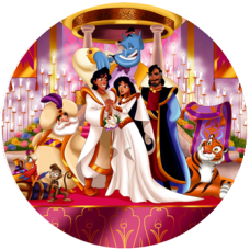 Alad4dzu Aladdin si Jasmine imagine comestibiladin icing rotunda d14.5cm